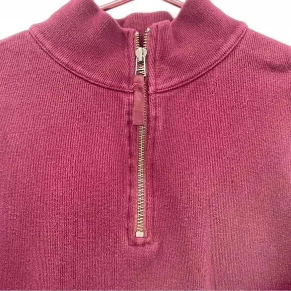 Eddie Bauer Men's Sweater Large Maroon Wine Quarter Zip Closure Long Sleeve - Picture 5 of 12